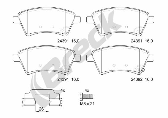 Set placute frana,frana disc 24391 00 701 00 BRECK